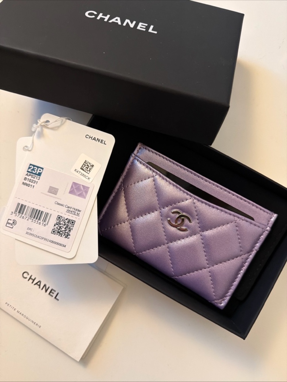 CHANEL Quilted Card Holder in Lavender